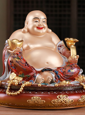 信扬铜佛像彩绘招财家用摆件