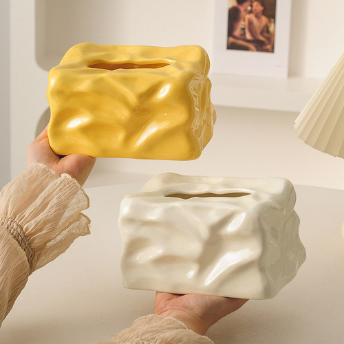 轻奢创意纸巾盒轻奢风抽纸盒高级感家用客厅茶几ins陶瓷餐巾纸盒-图2