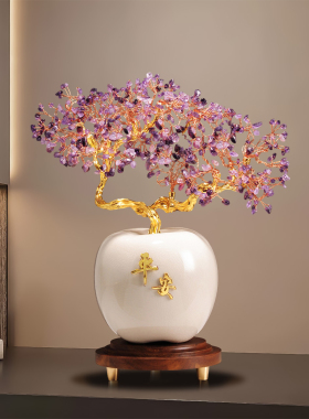 紫水晶平安喜乐摆件高档客厅镇宅电视柜酒柜装饰品乔迁新居礼品