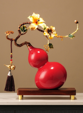 新中式珐琅彩葫芦摆件高档客厅招财纳福家居装饰品乔迁搬新家礼物