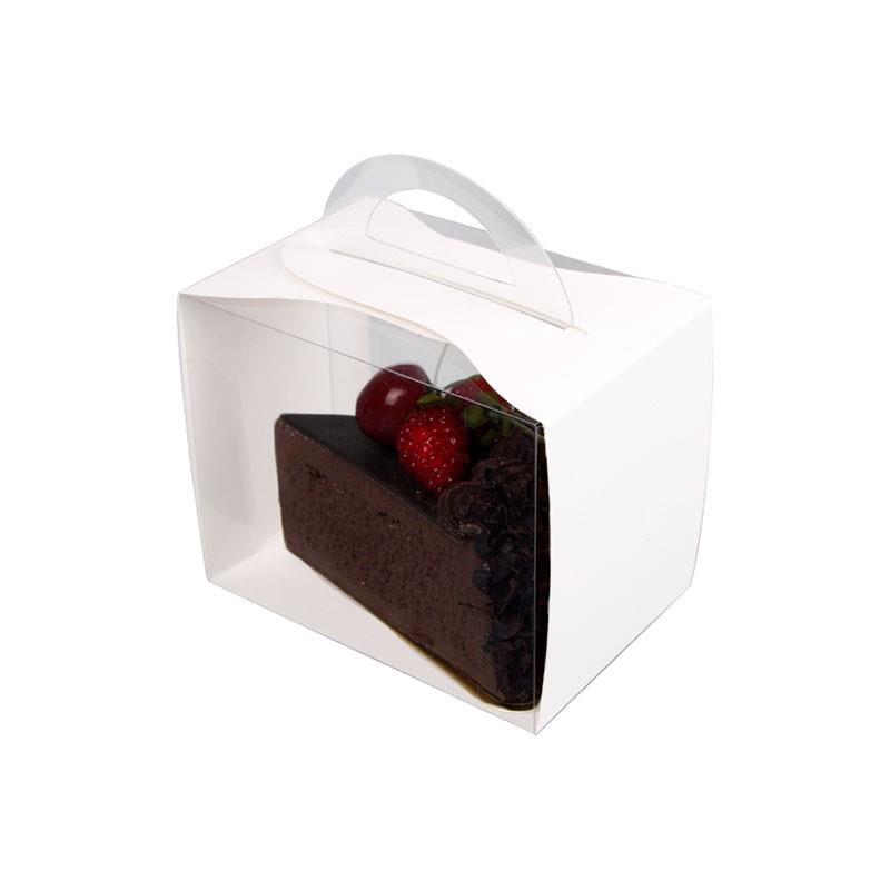 手提慕斯蛋糕盒6寸8寸千层切块切件西点包装三角形甜品白色打包盒 - 图3