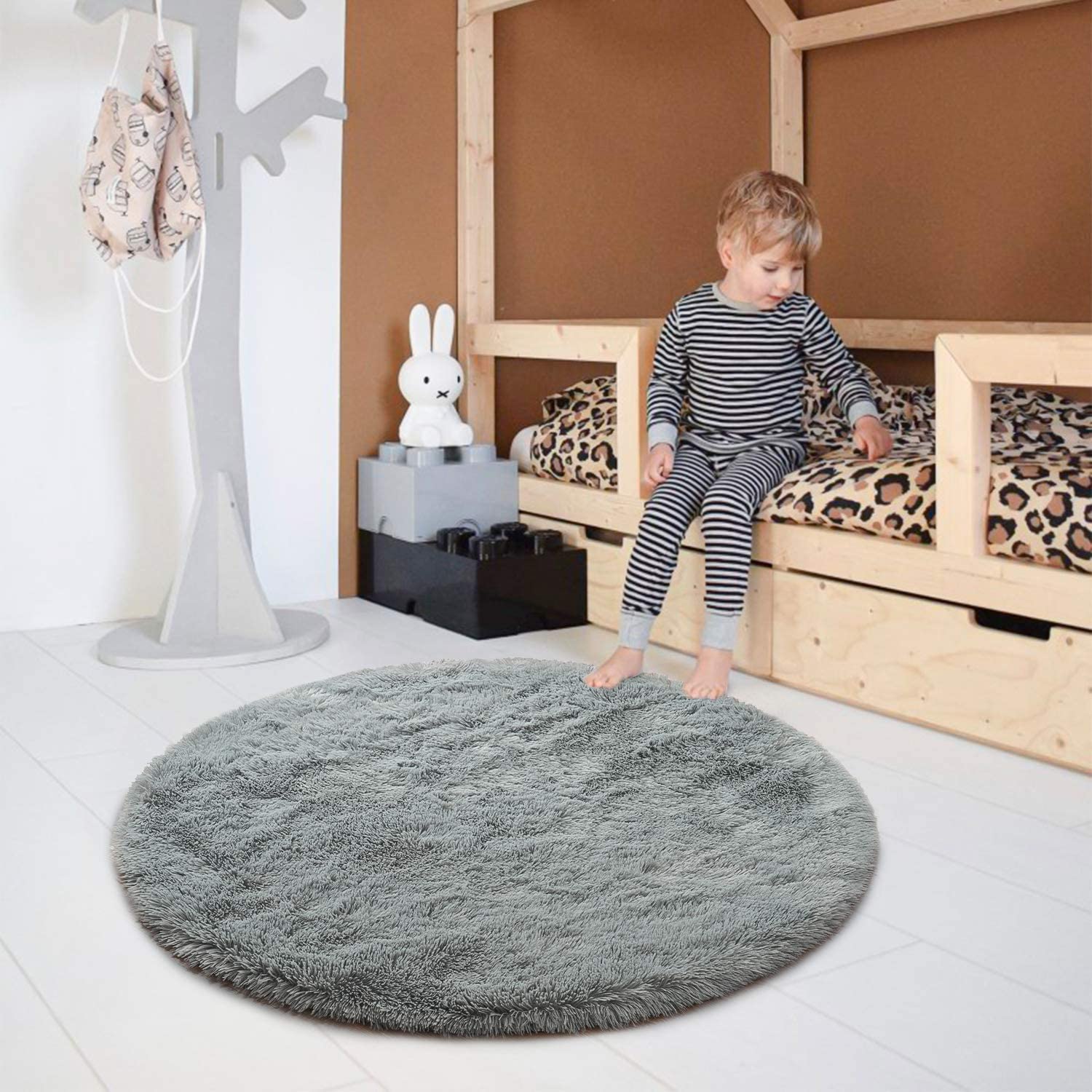 Round Fluffy Area Rug for Bedroom Soft Shaggy Carpet Circle - 图1