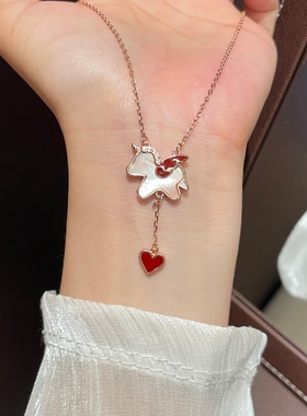 KoonLo「爱神」红心小马项链女S999纯银轻奢小众流苏吊坠情人礼物