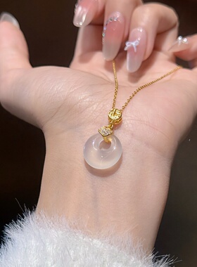 「玉髓如意平安扣」S999纯银项链