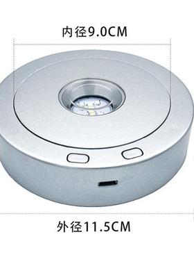 新款LED水晶旋转灯座七彩白光灯光旋转多模式多功能USB展示底座