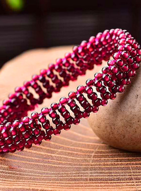 捡漏天然酒红石榴石女女人石编织