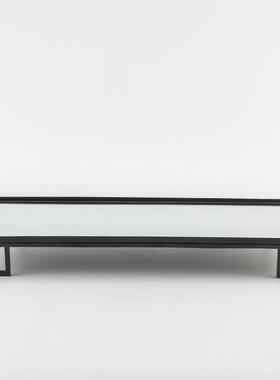 中式创意现代简约黑色轻奢铁质镜面方形托盘家居软装收纳装饰摆件