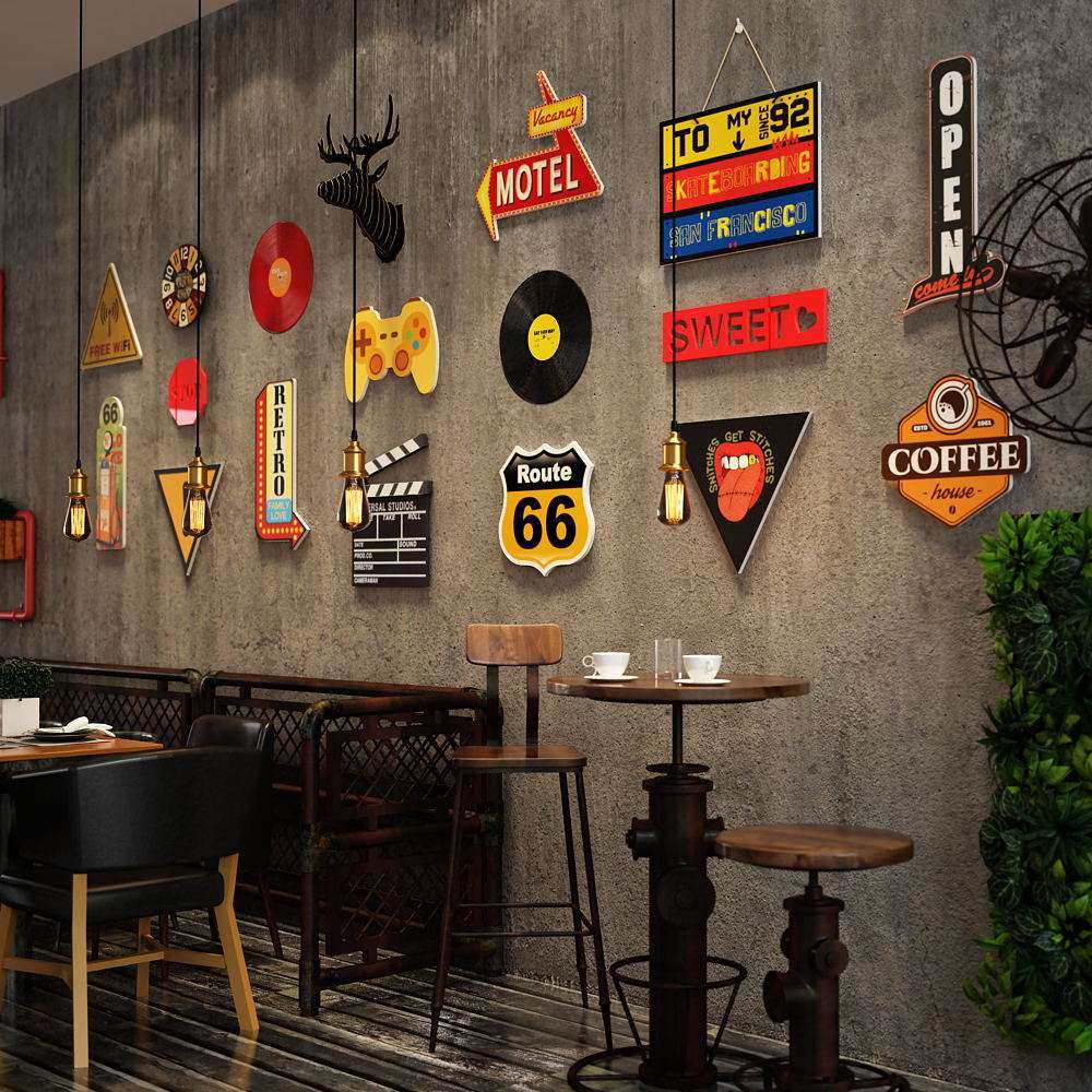 高分子LED005 工业风复古发光装饰画组合墙饰餐饮店LED灯带照片墙,淘宝优惠券,粉丝福利购,淘宝优惠卷