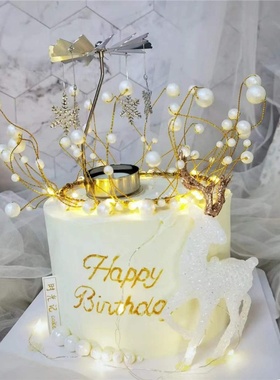 ins旋转烛台香薰蜡烛杯创意家居摆件梦幻心礼物 走马蛋糕摆件