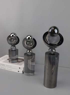 现代简约轻奢几何水晶摆件 客厅玄关酒店样板间家居桌面软装饰品