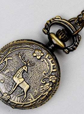 跨境复古雕花怀表 小号三匹马头怀表多款式可选6044