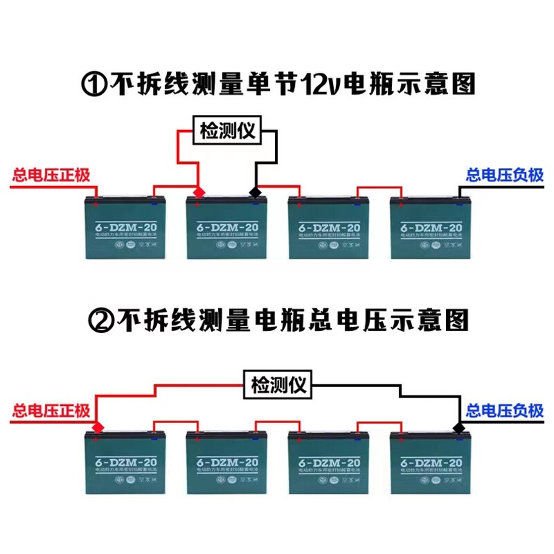 电瓶电压检测仪12v24v36v48v60v72V汽车摩托车电动车蓄电池测试仪 - 图1