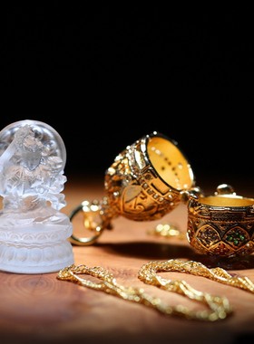 2026镶锆石琉璃生肖八大守护神佛像花开见佛嘎乌盒吊坠香囊装藏真