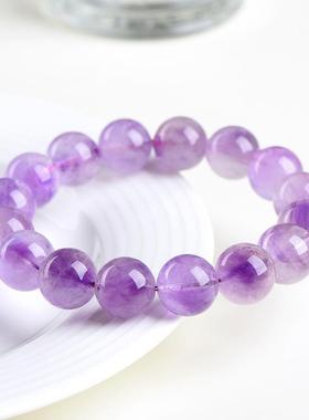 2025久雅水晶 天然老矿紫色超七圆珠手链 紫超七散珠手串 厂家直