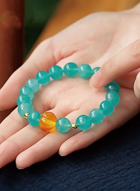 2026冰种天河石手链南瓜珠单圈天河石多圈手串蓝绿色水晶饰品男女