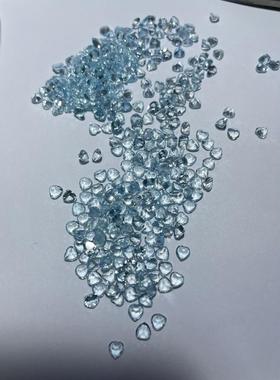 2025天然海蓝宝心形刻面4*4ＭＭ爱心首饰配石海蓝色