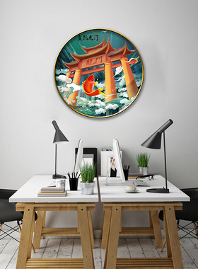 九鱼图装饰画逢考必过锦鲤壁画
