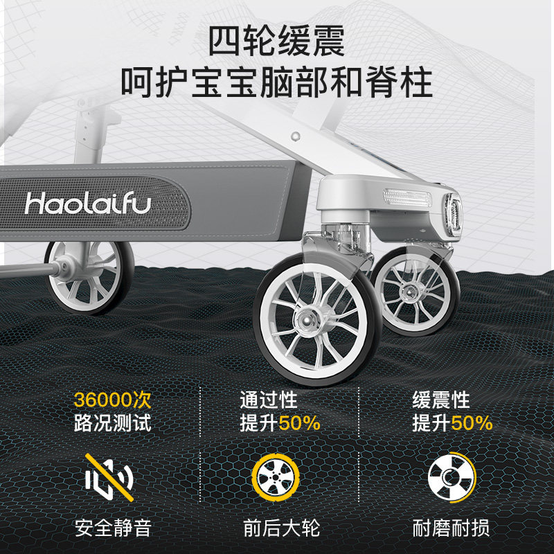 遛娃神器高景观宝宝可坐躺手推车 好莱福四轮推车