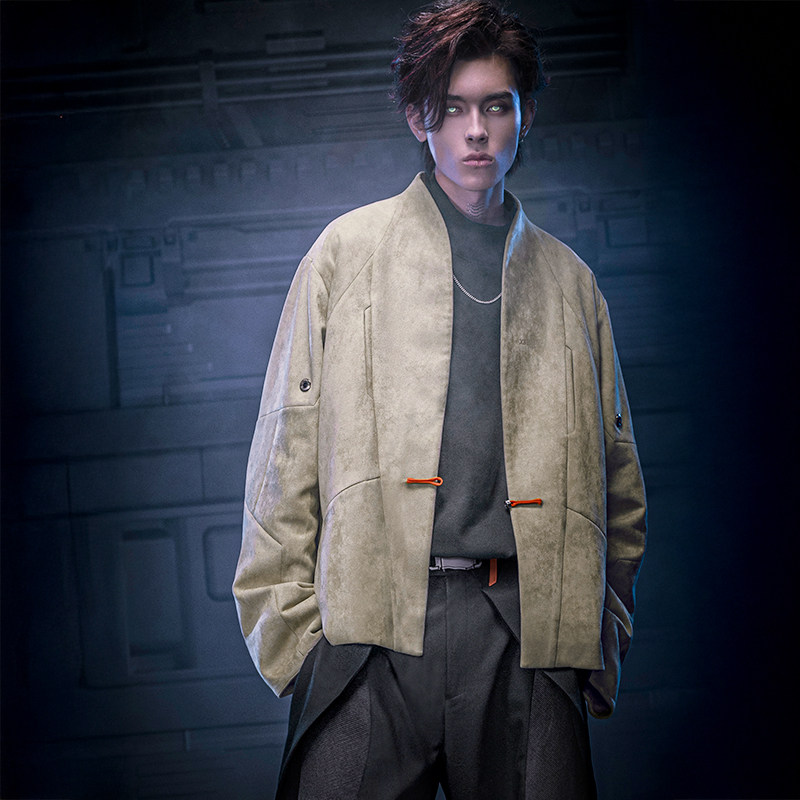XIPHEVIL「无形唐装」中国风高街麂皮绒赛博新中式极简唐装外套,淘宝优惠券,粉丝福利购,淘宝优惠卷