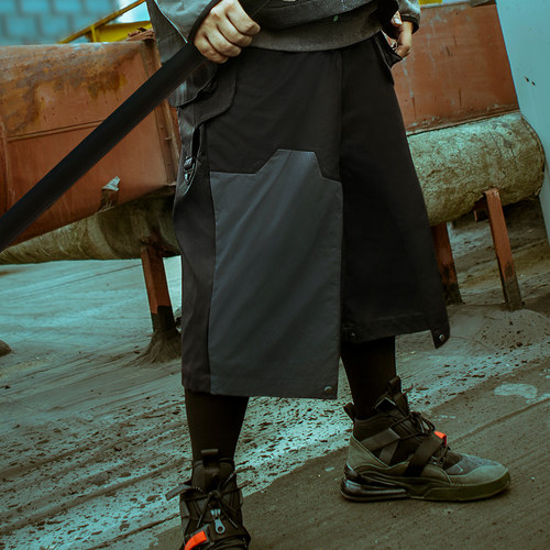 不作恶「游隼武士裤」赛博朋克机能风宽松国潮七分阔腿裤男春夏 - 图3