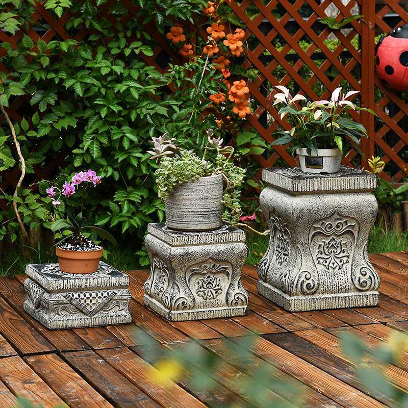 #室外中式花架庭院子阳台小花园布置户外花台盆景架仿石墩花盆底,淘宝优惠券,粉丝福利购,淘宝优惠卷