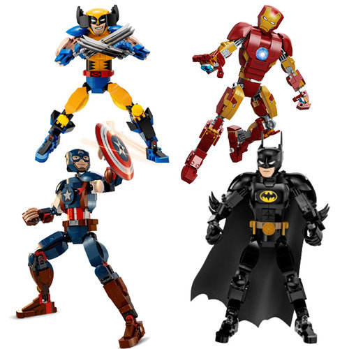 【自营】乐高漫威英雄美国队长钢铁侠蝙蝠侠金刚狼超可动人偶人仔 - 图0