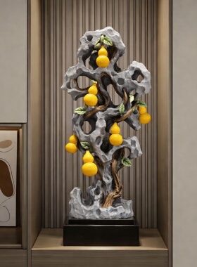 新中式太湖石五福临门招财摆件