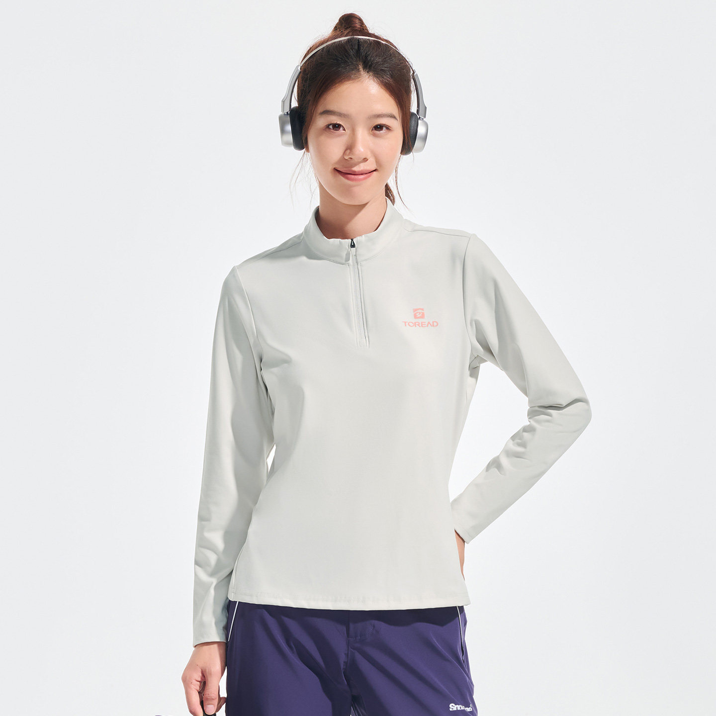 探路者长袖T恤女25秋冬新款亲肤高弹透气半拉链运动上衣打底上衣,淘宝优惠券,粉丝福利购,淘宝优惠卷