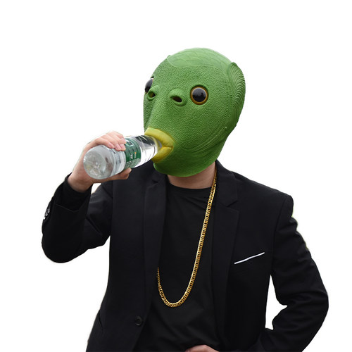 抖音同款绿鱼人头套鱼人绿头鱼彩鱼囧猫鸽子狗牛马动物面具 - 图3