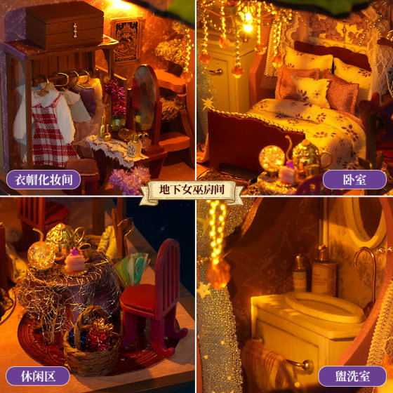 Diy cabin hand-assembled house witch youmeng shop