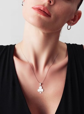 臻致 925银轻奢小众设计感简约扑克项链