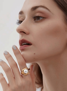 臻致 S925银时尚戒指女小众设计高级感2025新款简约天然珍珠戒指