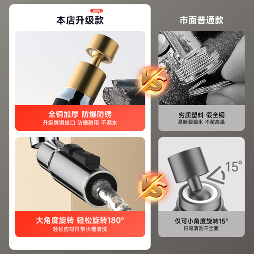 厨房水龙头多功能刮洗器通用可旋转防溅起泡器万向增压延伸器水嘴