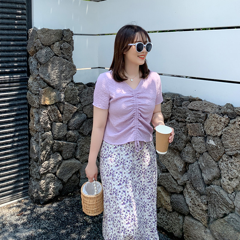 【125斤唐不灵bling】胖妹妹女碎花裙 唐不灵Bling微胖定制大码女装