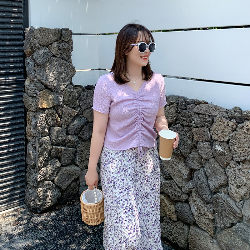 【125斤唐不灵bling】胖mm气质t恤 唐不灵Bling微胖定制大码女装