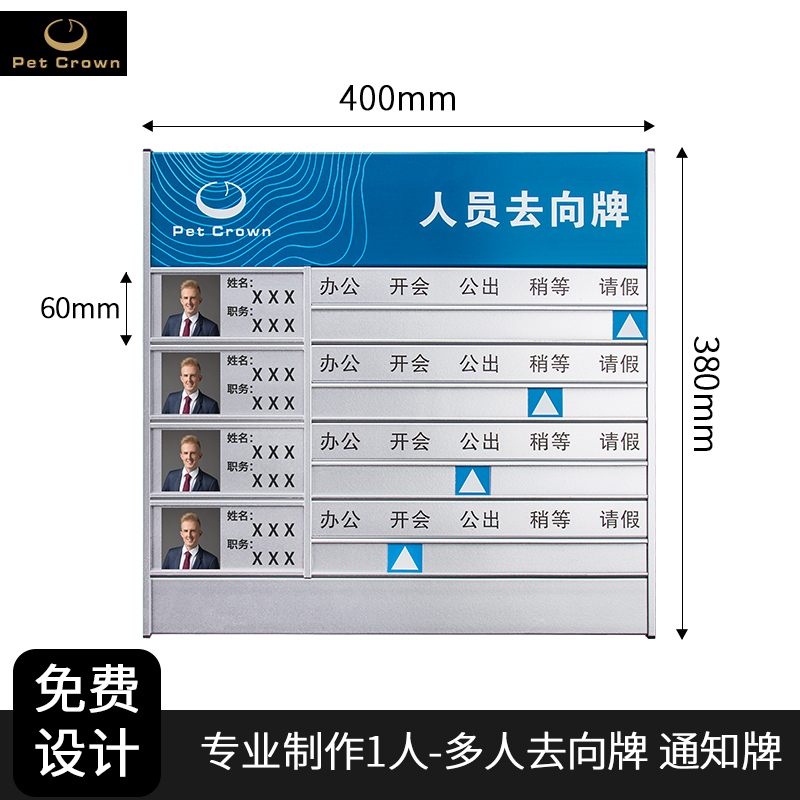 烤漆去向牌铝合金工作人员告知牌办公室在岗位公示栏可更换带照片公司员工宿舍标示牌状态表门牌指示牌定制-图2