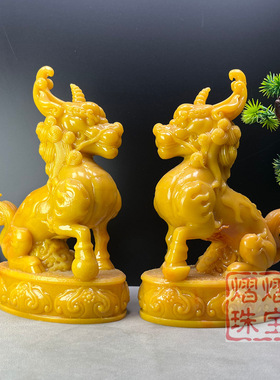 批发仿寿山石貔貅火麒麟神兽家居客厅办公摆件树脂麒麟摆设工艺品