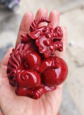 朱砂有求必应貔貅招财独角兽摆件獬豸手把件车载摆件一件代发