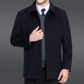 Hengyuanxiang cashmere coat, ກາງ​ແລະ​ຜູ້​ອາ​ຍຸ​ສູງ​ອາ​ຍຸ​ຂອງ​ພໍ່​ນຸ່ງ​ຫົ່ມ​, ລະ​ດູ​ຫນາວ​ຍາວ​ກາງ​ຂອງ​ຜູ້​ຊາຍ​ເສື້ອ​ຜ້າ​ຂົນ​ສັດ​ຫນາ​, windbreaker woolen