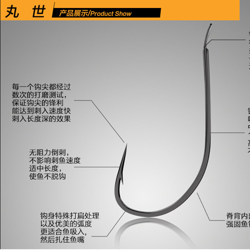丸世鱼钩散装鲈鱼钩泥鳅钩长柄歪嘴细条钩鲫鱼海钓鱼钩正品 - 图1