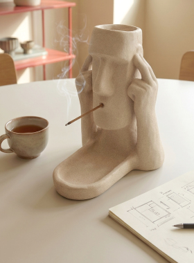 敢觉侘寂风卧室线香香插摆件
