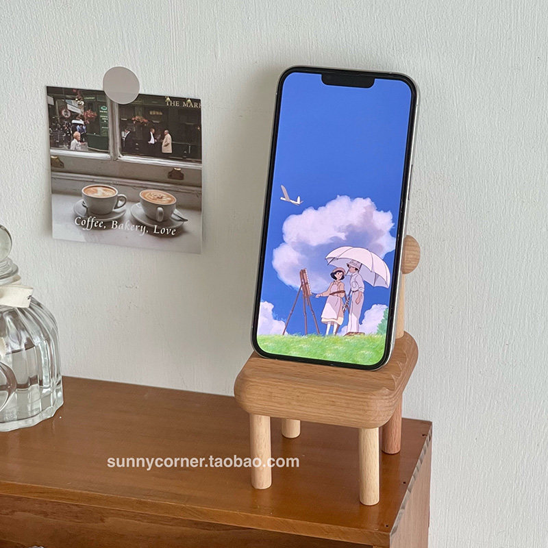 创意桌面椅子手机支架木质懒人支撑架装饰小摆件可爱实木手机座,淘宝优惠券,粉丝福利购,淘宝优惠卷