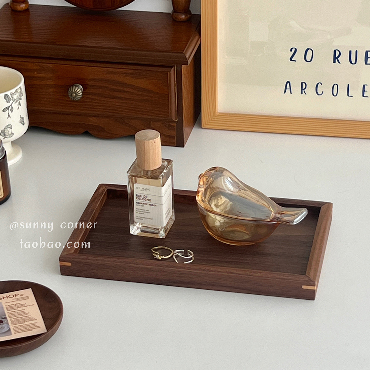 复古胡桃木长方形餐盘实木茶盘ins风桌面置物托盘餐桌杂物收纳盘,淘宝优惠券,粉丝福利购,淘宝优惠卷