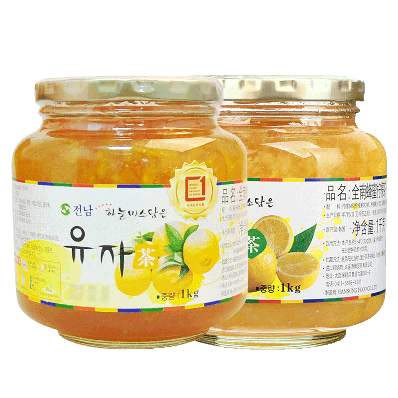 韩国进口全南柚子茶1kg+蜂蜜冲饮 郎茂食品蜂蜜果味茶