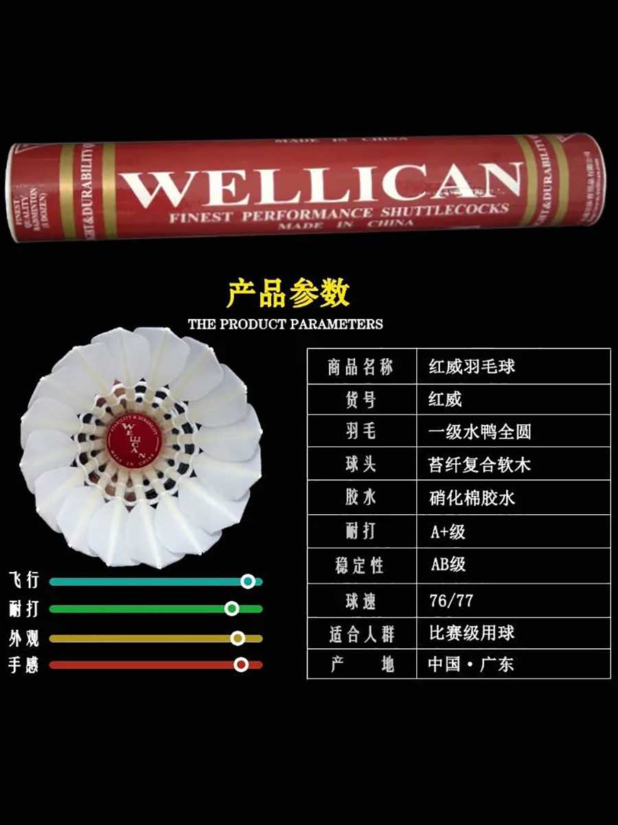 （送手胶）正品金威红威WELLICAN羽毛球耐打稳定比赛用球威尔力肯 - 图1