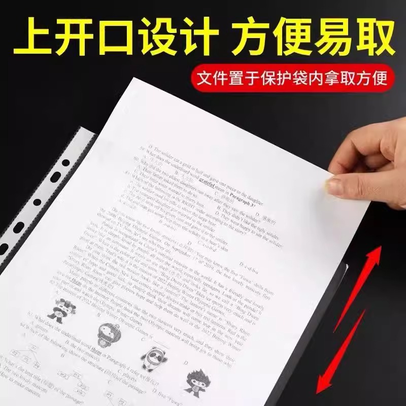 11孔文件袋批发透明塑料A4办公资料袋档案袋防水收纳合同插页式文件套加厚十一孔活页袋薄膜保护袋打孔插页袋 - 图1