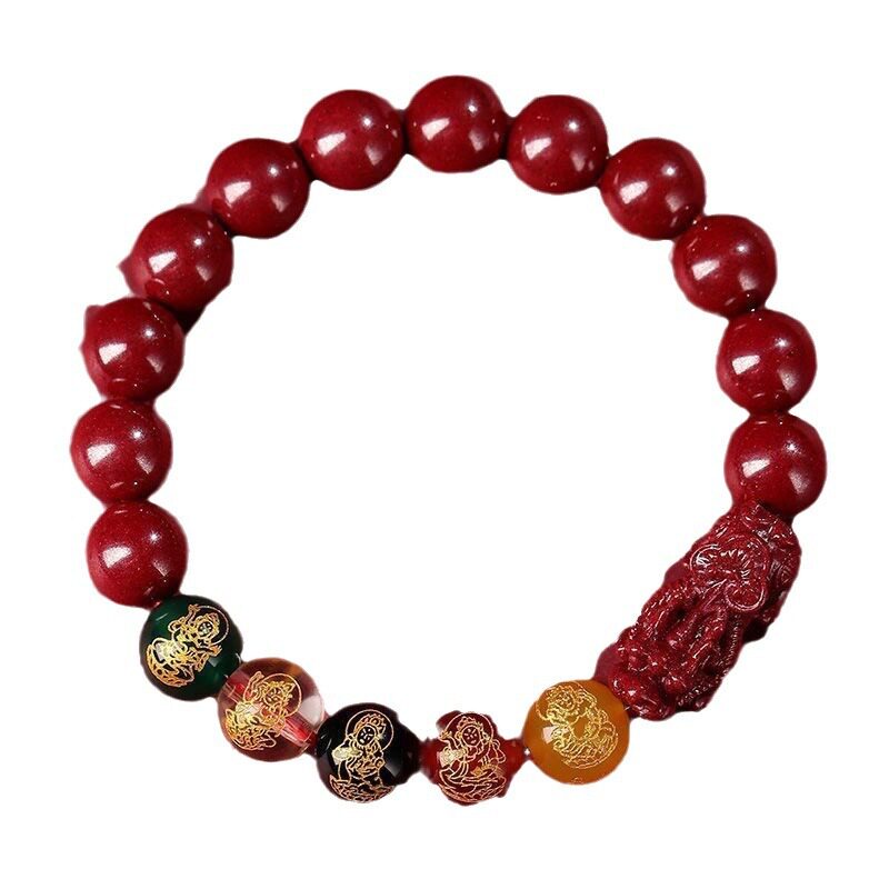 天然紫金砂貔貅朱砂手串