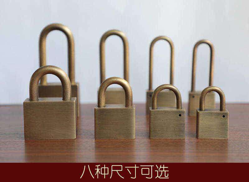 中式挂锁仿古纯铜长锁防水防盗防锈复古大门锁家用小锁具锁头包邮