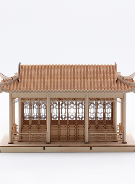 新中式风古建筑木制客厅玄关摆件