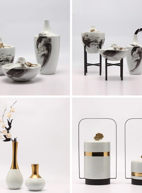 新中式创意简约陶瓷白色罐子摆设